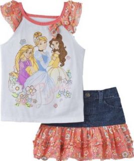 Disney Princess Toddler Girl's Shirt & Denim Skort Set (2T) Clothing