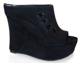 Hectik Footwear Womens Happy Black Wedge   5 M US: Pumps Shoes: Shoes