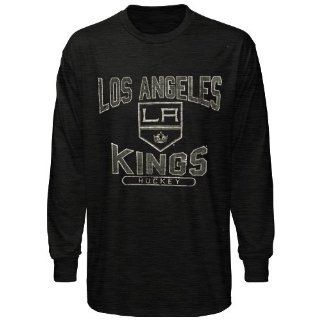 NHL '47 Brand Los Angeles Kings Scrum Long Sleeved Crew T Shirt   Black  Sports Fan T Shirts  Sports & Outdoors