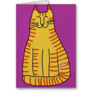 Happy Tabby with Purple Background Greeting Card