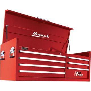 Homak H2PRO 56 Inch 7 Drawer Top Tool Chest   Red, 55 3/4 Inch W x 21 3/4 Inch