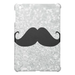 Funny Black Mustache And White Sparkle Bling iPad Mini Covers