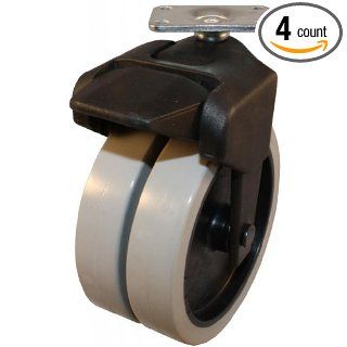 Jacob Holtz 405 2XTPR 04 WB 4" X Caster, thermoplastic rubber caster dual wheel with brake (set of 4): Industrial & Scientific