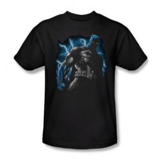 Batman   Gotham Lightning Adult T Shirt In Black Novelty T Shirts Clothing