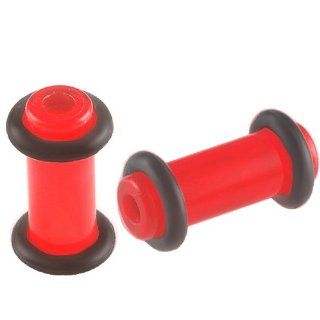 6G 6 gauge 4mm   Red Acrylic Flesh Tunnels Ear Plugs Earlets with Black o rings ADAU   Ear Stretching Expanders Stretchers   Sold as a Pair: Jewelry