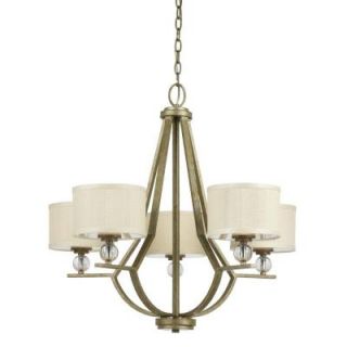 Yosemite Home Decor Lewisia 5 Light Gold Dust Frame Incandescent Chandelier with Cream Linen Shades TWC5474C 5GD