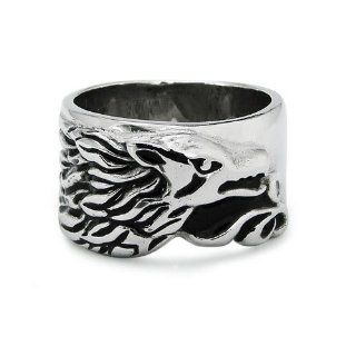 Stainless Steel Wolf Face Ring (Size 9) Available Size 8, 9, 10, 11, 12 Jewelry