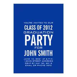 Modern Graduation Party Invitation Blue White