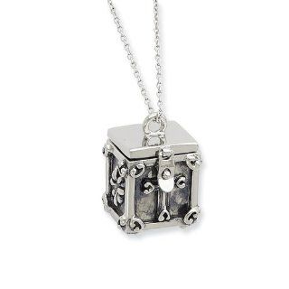 Sterling Silver Antiqued Blessing Box 18in Necklace: Jewelry