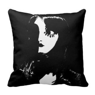 Art Deco   Sin City Style Woman   Black & White Throw Pillows