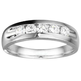 1 ct. twt Cubic Zirconia Cool Men's Wedding Ring Or Unique Men's Fashion Ring mounted in Sterling Silver Wedding Bands Jewelry