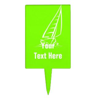 Chartreuse, Neon Green Sailing Cake Toppers