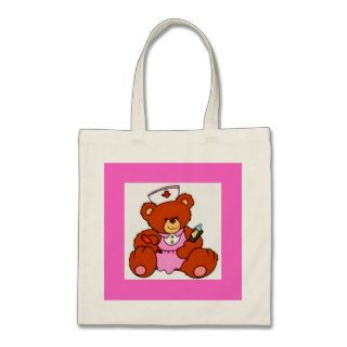 Pink Uniform Nurse Teddy Bear Canvas Bags