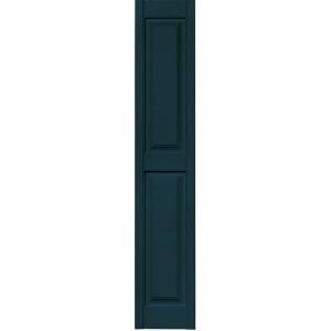 Builders Edge 12 in. x 63 in. Raised Panel Vinyl Exterior Shutters Pair in #166 Midnight Blue 030120063166