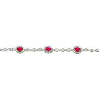 Silver Cubic Zirconia Fancy Link Bracelet 7" QX434CZ: Jewelry
