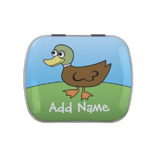 Cute Cartoon Duck with Area for Name Candy Tin