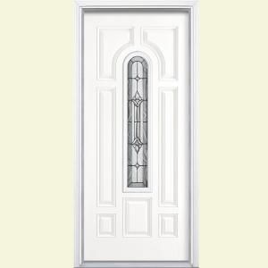 Masonite Providence Center Arch Painted Steel Entry Door with Brickmold 27933