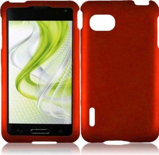 LG LS720 (Sprint) 2 Piece Snap On Rubberized Hard Plastic Case Cover, Orange + LCD Clear Screen Saver Protector: Cell Phones & Accessories