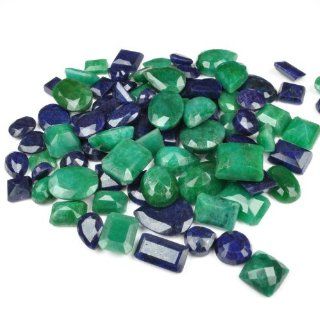 455.00 Ct+ Natural Brazilian Emerald & Indian Sapphire Mixed Shape Loose Gemstone Lot: Jewelry