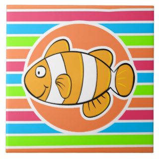 Clown Fish; Retro Neon Rainbow Ceramic Tiles