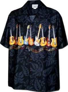 New Mens Black Hawaiian Aloha Shirt Guitars Rock And Roll Music, 440 3717 at  Mens Clothing store: Button Down Shirts