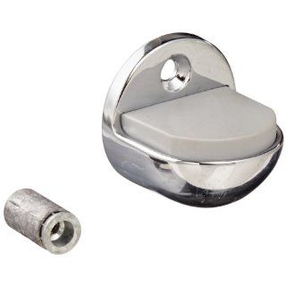 Rockwood 441H.26 Brass Floor Mount Cast Universal Dome Stop, #12 X 1 1/4" FH WS Fastener with Plastic Anchor and 12 24 x 1" FH MS Fastener with Lead Anchor, 1 7/8" Base Diameter x 7/32" Base Length, Polished Chrome Plated Finish: Indust