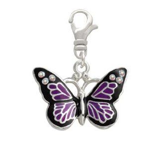 Large Purple Butterfly with 6 AB Crystals Clip On Charm [Jewelry]: Delight Jewelry: Jewelry
