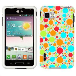 T Mobile LG Optimus F3 Multi Color Dots on White Phone Case Cover Cell Phones & Accessories
