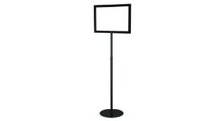 Adjustable Aluminum Pedestal Sign Stand Holder, 8.5" X 11" Black Horizontal, Round Steel Base   Includes Protective Clear Lenses : Business And Store Sign Holders : Office Products