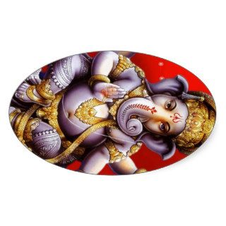 Ganesh Ganesha Ganapati Hindu Elephant Deity Oval Stickers