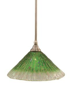 Toltec Lighting 23 BN 447 Stem Mini Pendant Light Brushed Nickel Finish with Kiwi Green Crystal Glass, 12 Inch   Ceiling Pendant Fixtures  