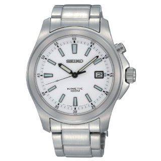 Seiko Men's SKA461P1 Kinetic Movement Stainless Steel White Dial Watch: Seiko: Watches
