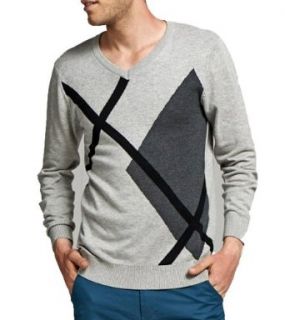 Mens British Style V neck Computer Jacquard Sweater Casual Knits Bottoming Shirt at  Mens Clothing store