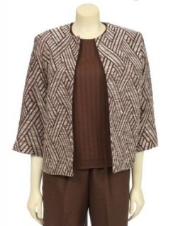 Basketweave Jacket in Brown by Alfred Dunner Petites (12P) at  Womens Clothing store: Blazers And Sports Jackets