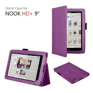 AGPtek Purple PU Leather Folio Case Cover Stand For Barnes & Noble Nook HD+ 9 Inch 9"  Players & Accessories