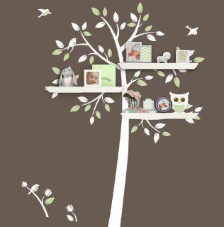 Shelf Shelves Shelving Tree Cute Owl Bird Flower Home Art Decals Wall Sticker Vinyl Wall Decal Stickers Living Room Bed Baby Room78   Other Products  