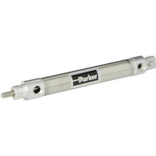 Parker .75DPSR03.0 Stainless Steel Air Cylinder, Round Body, Double Acting, Pivot & Nose Mount w/ Pivot Pin, Non cushioned, 3/4 inches Bore, 3 inches Stroke, 1/4 inches Rod OD, 1/8" NPT Port: Industrial Air Cylinders: Industrial & Scientific