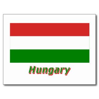 Hungary Flag with Name Post Card