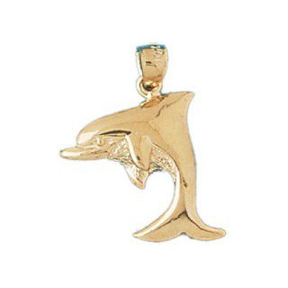 14K Gold Charm Pendant 1.8 Grams Nautical>Dolphins458 Necklace: Jewelry