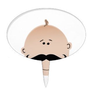 Baby mustache cake picks