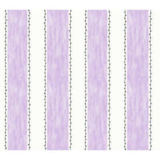 The Wallpaper Company 56 sq. ft. Purple And White Ciao Bella Stripe Wallpaper WC1285097