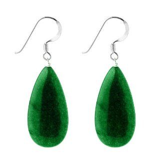 Sterling Silver Dark Green Jade Earrings: West Coast Jewelry: Jewelry