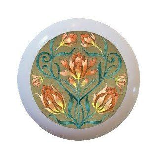 Lotus Flower Ceramic Knobs Pulls Kitchen Drawer Cabinet Vanity Closet 481   Cabinet And Furniture Knobs