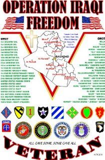 OPERATION IRAQI FREEDOM VETERAN  U.S. MILITARY UNIT & OPERATION * U.S. MILITARY CAMPAIGNS LAMINATED PRINT ON 24" x 18" QUARTER INCH THICK POSTER BOARD : Everything Else