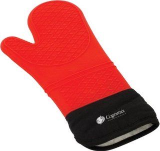 Silicone Oven Mitt and Potholder: This Extra Long Red Glove Saves Forearms From Burns  Waterproof Rubber Withstands Hot Steam and Heat Up To 482F  Comfortable To Wear, Easy To Clean  
