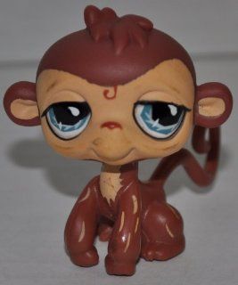 Monkey #485 (Brown, Blue Eyes, eyeliner, heavy lids) Littlest Pet Shop (Retired) Collector Toy   LPS Collectible Replacement Single Figure   Loose (OOP Out of Package & Print): Everything Else
