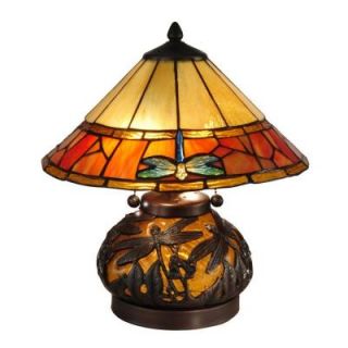 Dale Tiffany 16.75 in. Genoa Dark Antique Bronze Table Lamp with Night Light TT13092