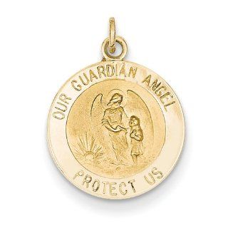 14k Yellow Gold Guardian Angel Medal Charm Pendant 14.8mmx20mm: Jewelry