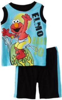 Sesame Street Baby Boys Infant Surfing Elmo 2 Piece Short Set, Ocean Wind, 12 Months: Clothing