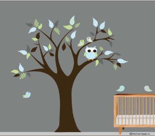 Roommates Nursery Tree With birds light Blue Leaves and Dark Gray wall Decal wall Art  Wall Decals wall Decor vinyl Wall Lettering  Home & Kitchen Decor   Prints